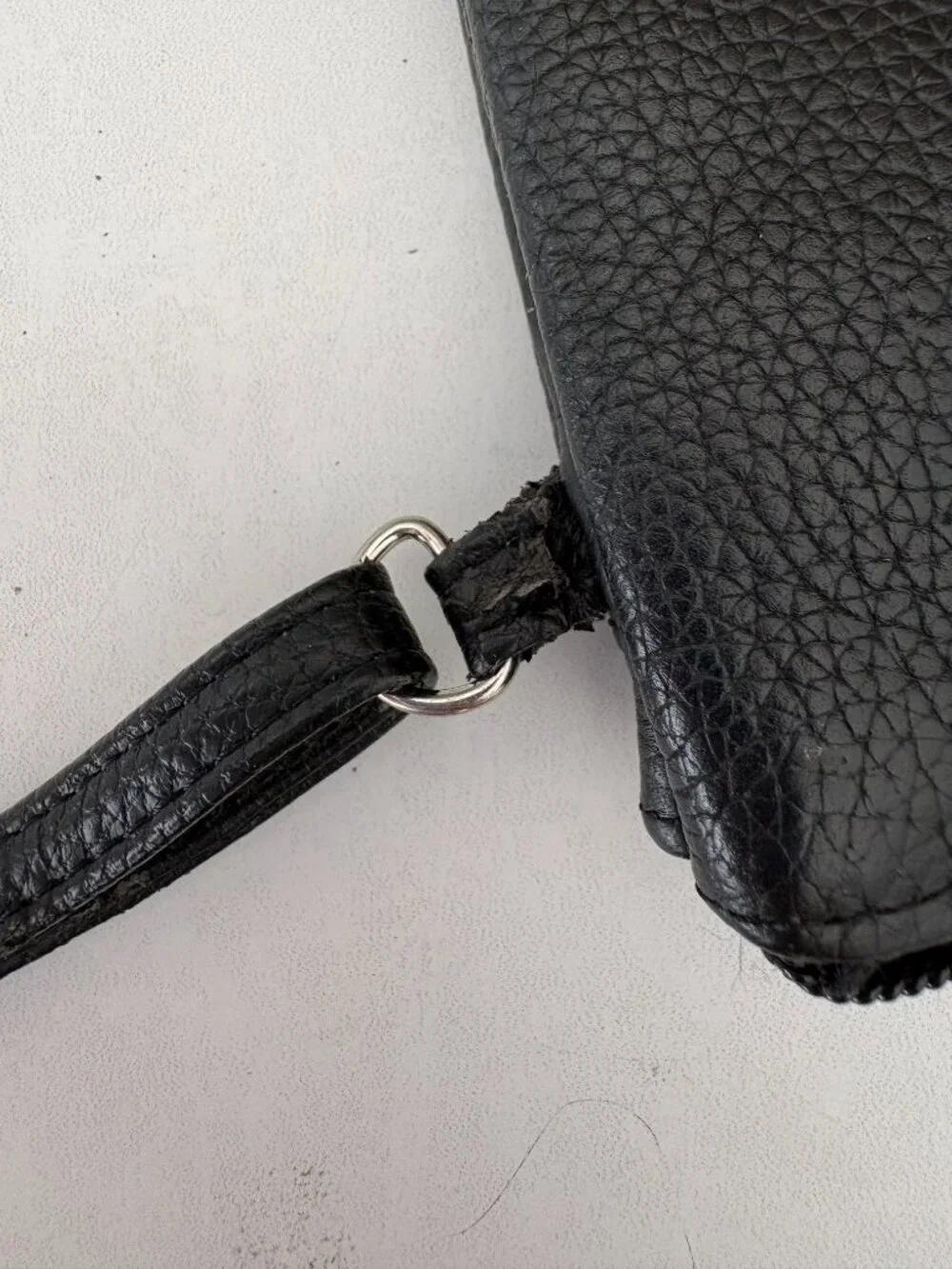 Giani Bernini Black Double zipper Leather Crossbody Bag Purse Adjustable strap